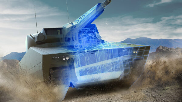 Technisches Composing des modernen Schützenpanzers Lynx von Rheinmetall mit starken Zahlen
