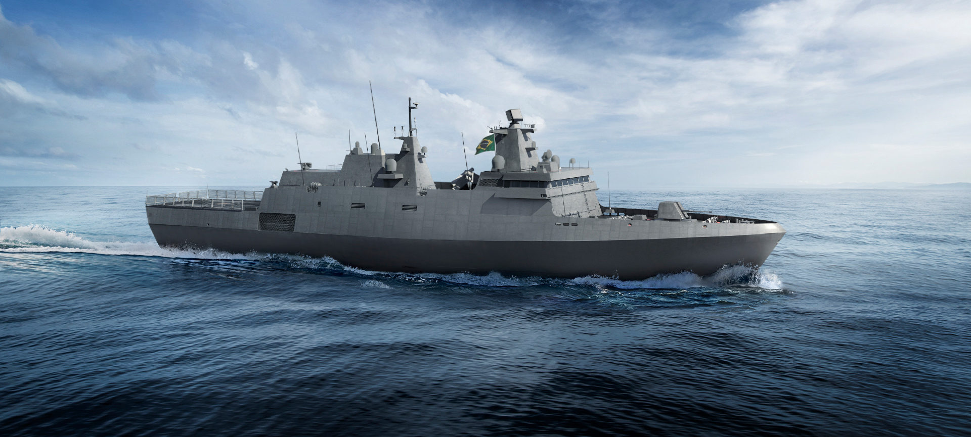 3D-Modell der ersten Fregatte der Tamandaré-Klasse. Am 24. März fand auf der Werft thyssenkrupp Estaleiro Brasil Sul in Itajaí im Bundesstaat Santa Catarina die feierliche Zeremonie zur Kiellegung statt.