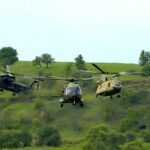 Kommen bei SWRE24 zum Einsatz: Hubschrauber der Typen Sikorsky CH-53., Airbus NH90 und Boeing CH-47 Chinook (v. l. n. r.)