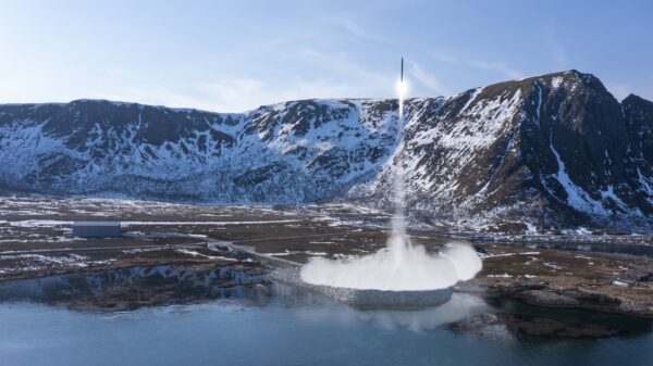 Rheinmetall Nordic AS: Illustration eines Starts von Startrampe A im Weltraumbahnhof Andøya, Norwegen.