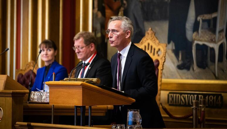 NATO Generalsekretär Stoltenberg bei der 75. Versammlung des Nordischen Rates in Oslo.