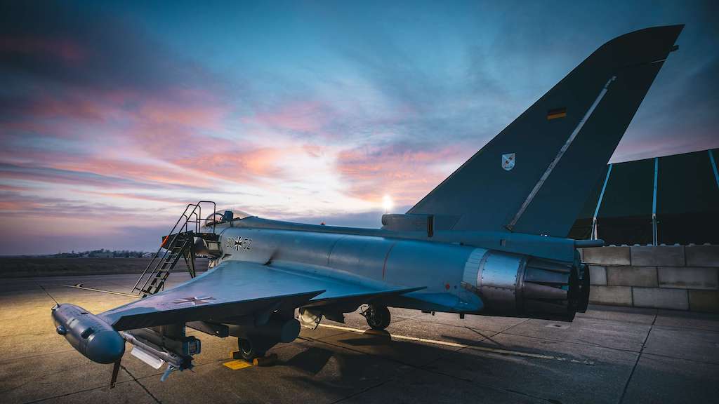 Ein Eurofighter des Taktischen Luftwaffengeschwaders 31 "B" während der Mission eAPSenhanced Air Policing South in Rumänien