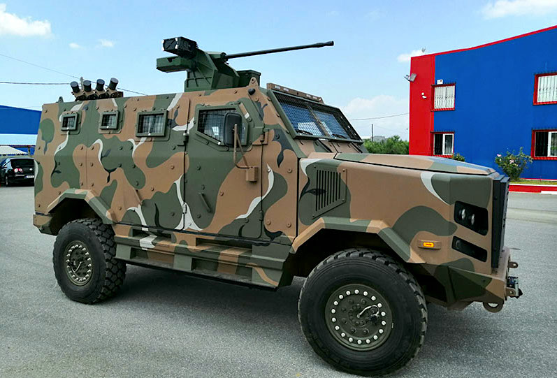 Die MIDGARD-Waffenstation während der vergangenen Messe in Griechenland. EODH präsentierte die neue Panzerabwehrversion des 4X4 High Mobility Armored Vehicle HOPLITE mit der MIDGARD und der RH-202. (Foto: Valhalla)