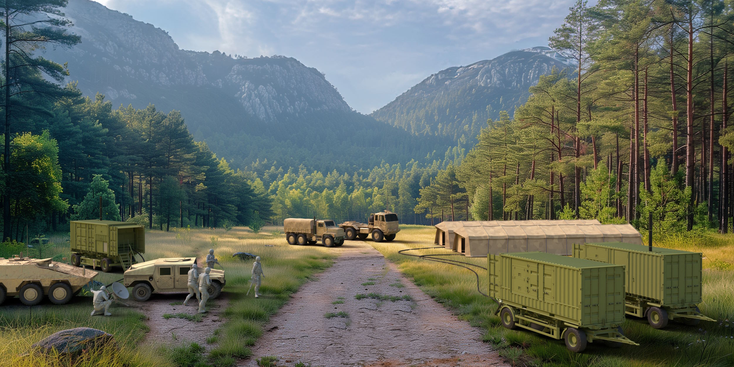Heidelberg: Gekoppelt im militärischen Feldlager: Die Stromaggregate PGM low emissions lassen sich mit den Energiespeichern ESM hybrid zusammenschalten, was Kraftstoff spart und die Einsatzbereitschaft erhöht.