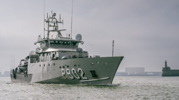 Das Patrouillenboot BNS Pollux der belgischen Marine vom Typ P902 Castor wird auf der DSEI zu sehen sein.