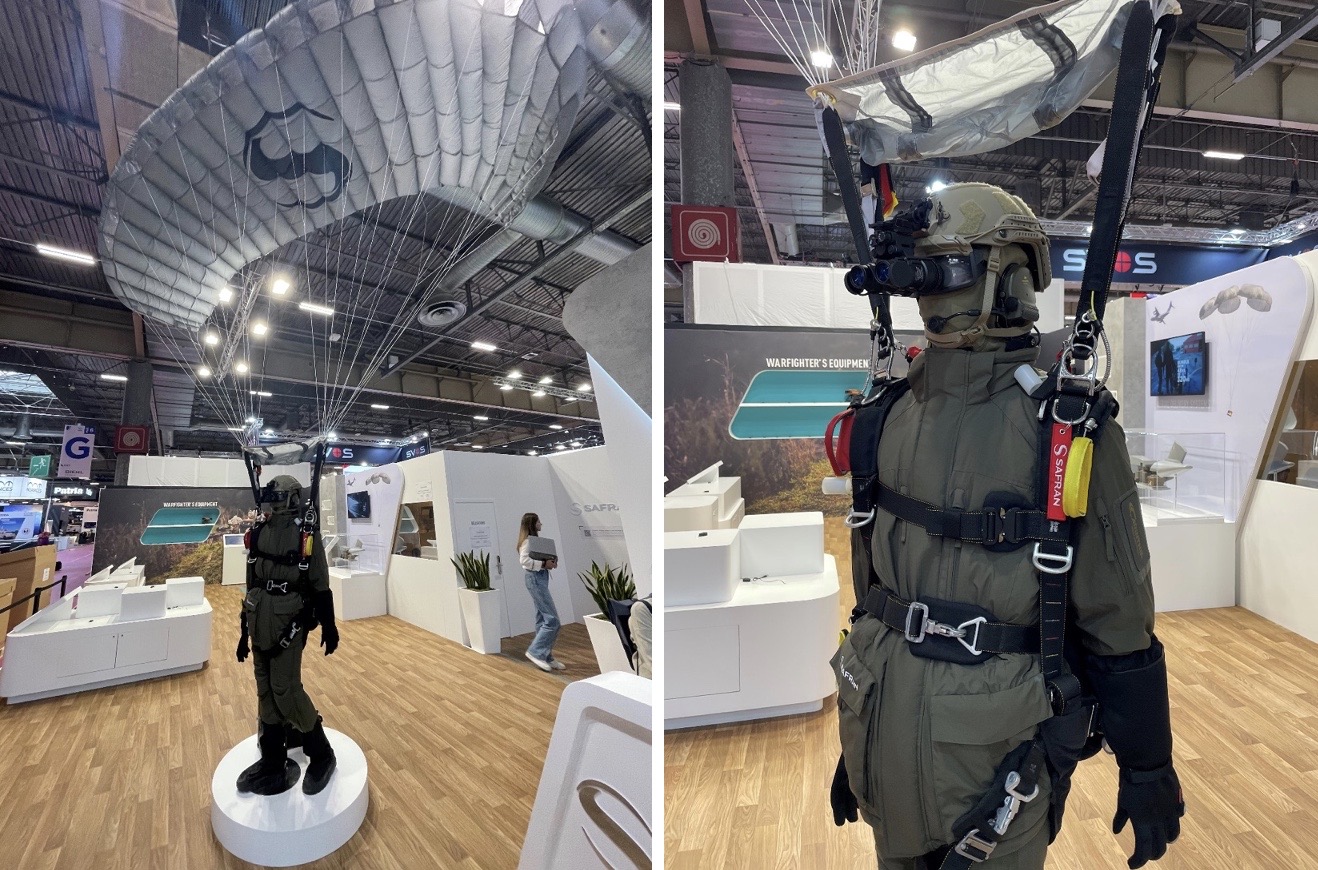 Das Fallschirmsystem EPC-B von Safran als Eyecatcher auf der Eurosatory. (Foto: AF)