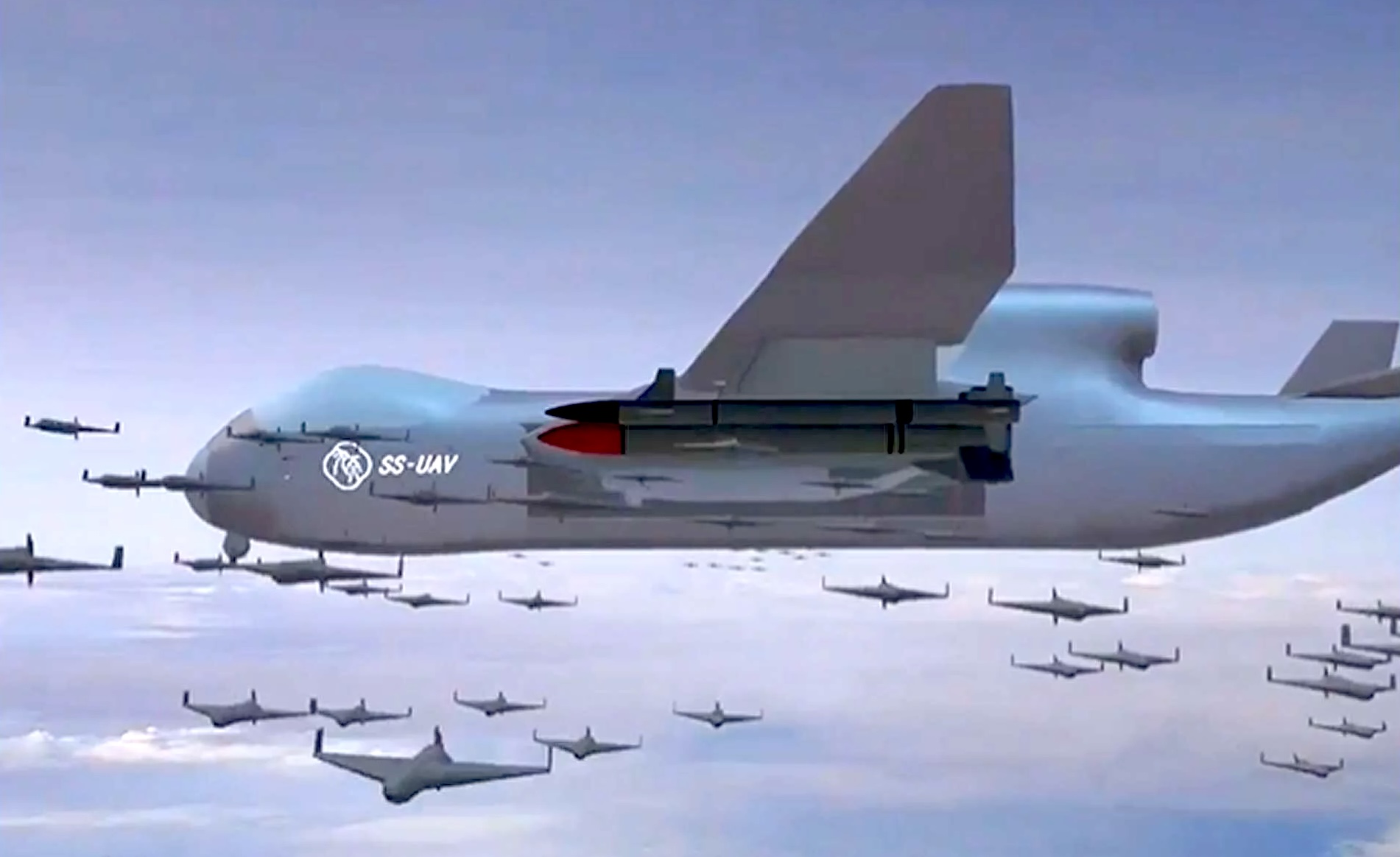 Das Jiu Tian SS-UAV ist in der Größe vergleichbar mit der MQ-9 Reaper und der RQ-4 Global Hawk aus den USA, soll aber nicht nur für Präzisionsschläge sondern auch für den Einsatz von Drohnenschwärme genutzt werden. (Bildquelle- CCTV)