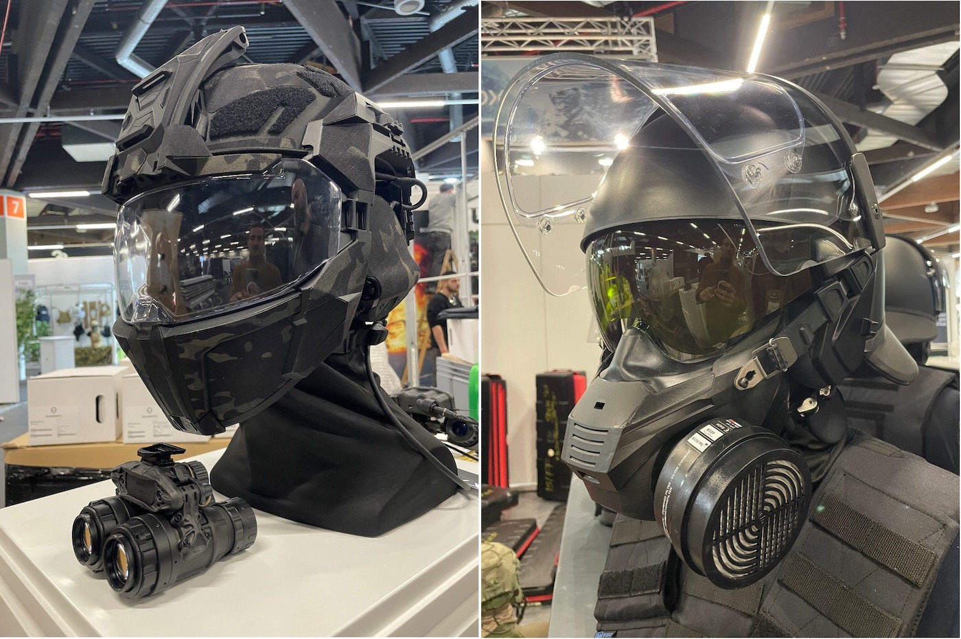 Helm M100: Das ballistische Kopfschutzsystem mit dem neuen Zubehör, wie es auf der Enforce Tac 2025 gezeigt wurde. (Foto: AF)