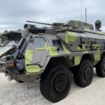 Türme für Radpanzer: TPz FUCHS Evolution mit dem LuWa-Turm am Stand von Rheinmetall. (Grafik: AF)