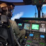 Das Innere des NH90-Simulator bildet sehr realitätsnah einen tatsächlichen Hubschrauberflug nach.