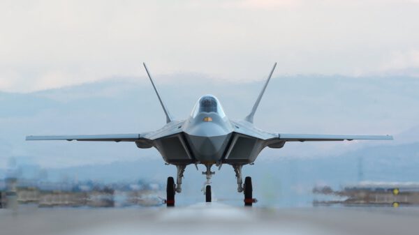 Prototyp des TAI TF-X (MMU) während des Roll- und Bodenlauftests am 17. März 2023. Anschließend wurde er in Kaan umbenannt.
