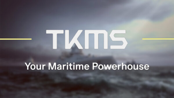Hauptversammlung: Das neue Logo und Motto der TKMS – ehemals tyhssen krupp Marine Systems.