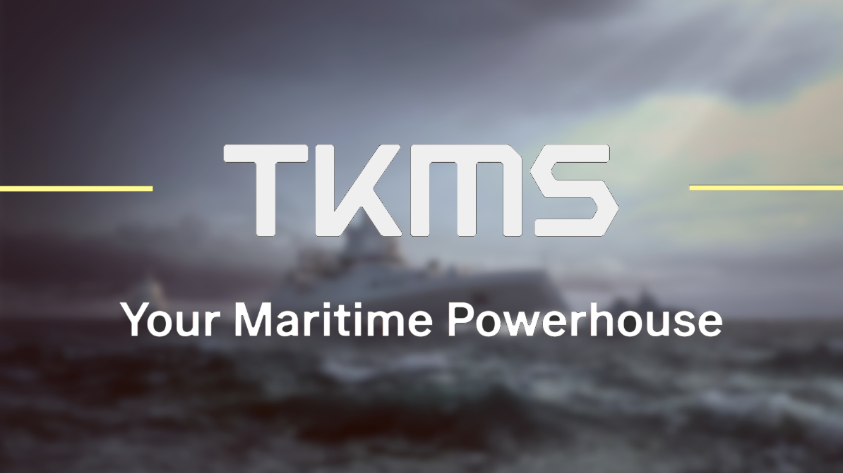 Hauptversammlung: Das neue Logo und Motto der TKMS – ehemals tyhssen krupp Marine Systems.