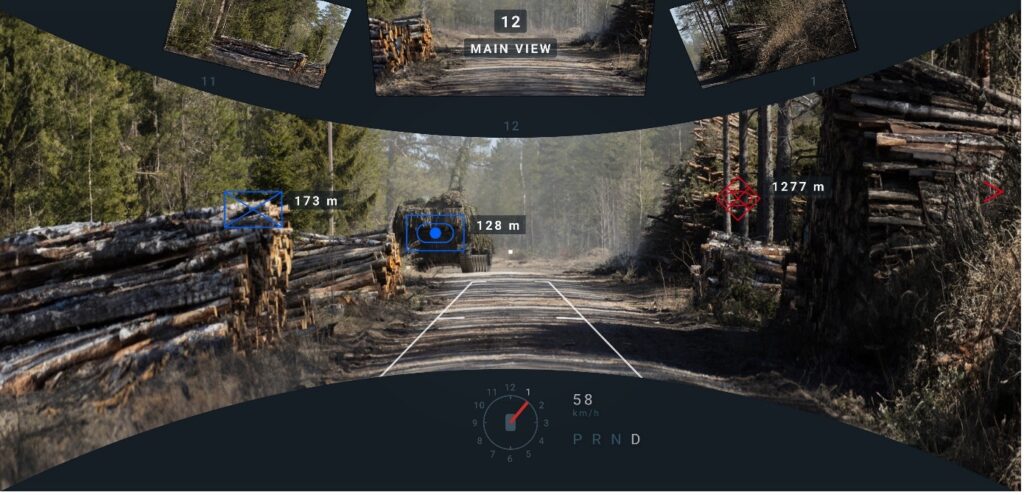 Mixed Reality- Überlagerung des Umgebungsbildes mit Icons und Informationen zur Gefechtssituation. Hier zum Beispiel einer Freund-Feind-Erkennung mit Entfernungsangaben. (Foto Vegvisir)