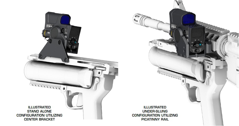 Montagemöglichkeiten- Am Stand-Alone Granatwerfer oder am Sturmgewehr mit Granatwerfer-Unterbau. (Grafik- Wilcox)
