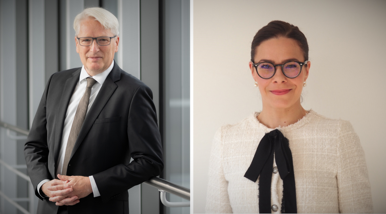 Dr. Roland Kunze (l.) wird als Leiter Kommunikation bei MBDA Deutschland abgelöst von Felizia Kindermann (r.)