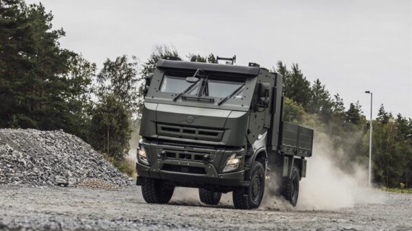 Der gepanzerte Volvo Defense FMX 4x4-Lkw wird auf der DSEI ausgestellt.