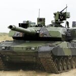 Niederländische Leopard 2A8: Da sich der Leopard 2A8 noch in der Entwicklung befindet existiert kein aktuelles Bild dieses Kampfpanzers. KNDS Deutschland bezeichnet allerdings dieses Foto als mögliche Auslegung.