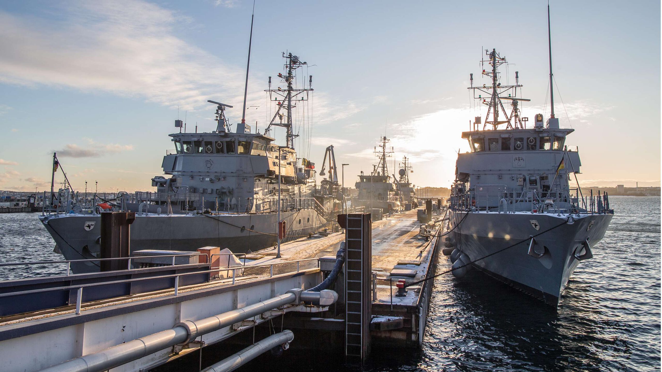 Minenjagdboote des 3. Minensuchgeschwaders in ihrem Heimathafen Kiel